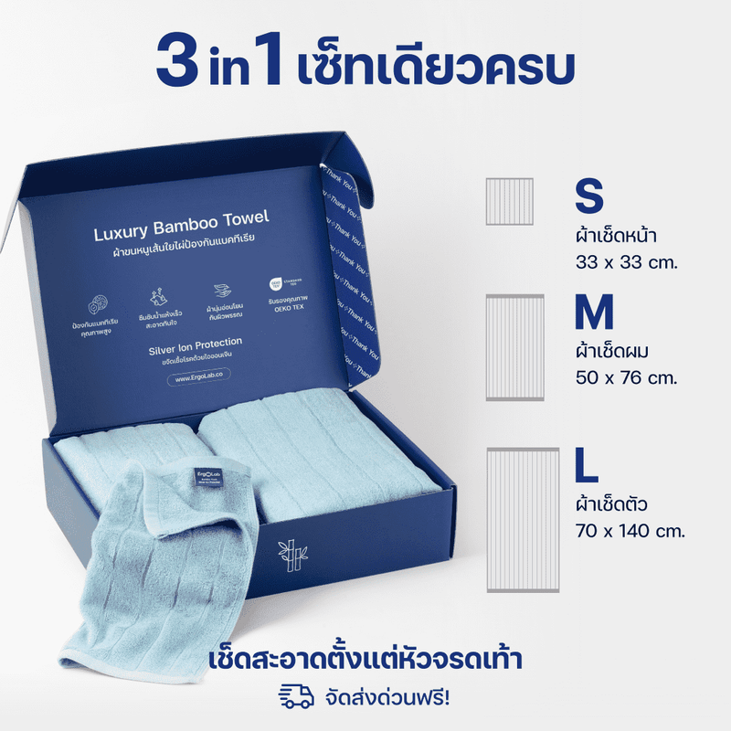 ชุดผ้าขนหนูเส้นใยไผ่